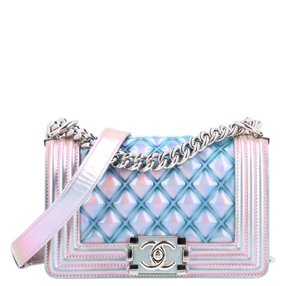 Chanel Iridescent Patent Calfskin PVC Quilted Small Boy Flap Light Purple 1 of 10
