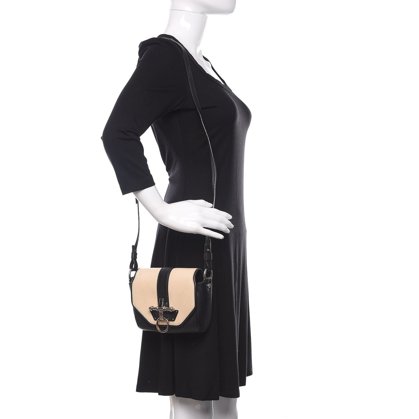Lambskin Obsedia Shoulder Bag Beige Black