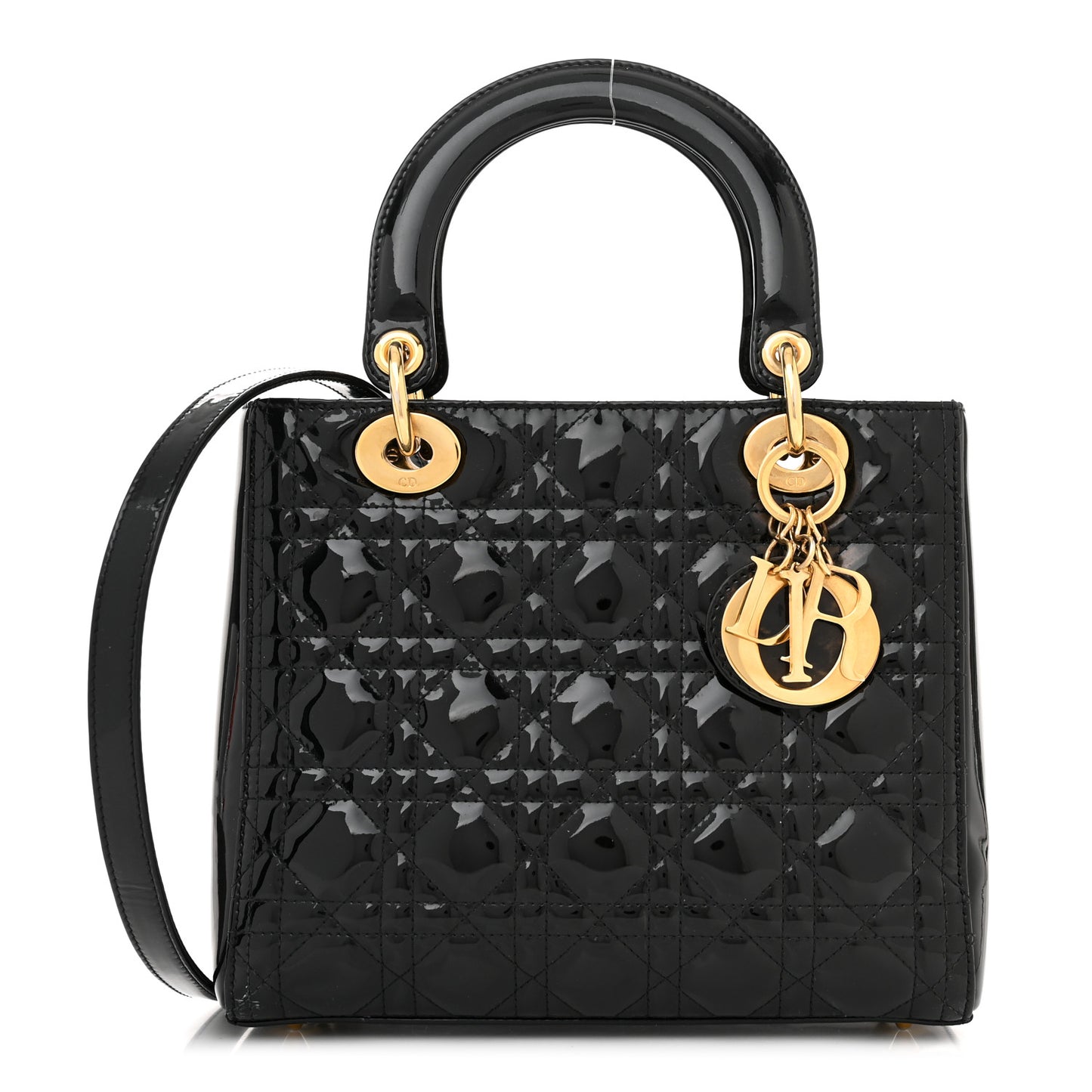 Patent Cannage Medium Lady Dior Black