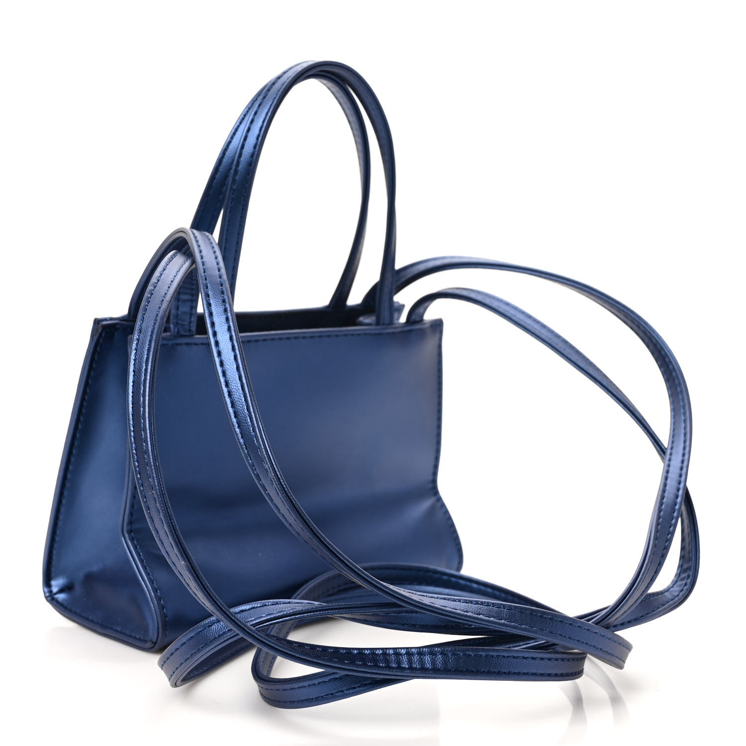 Telfar Metallic Vegan Leather Small Shopping Bag Cobalt 3 of 9
