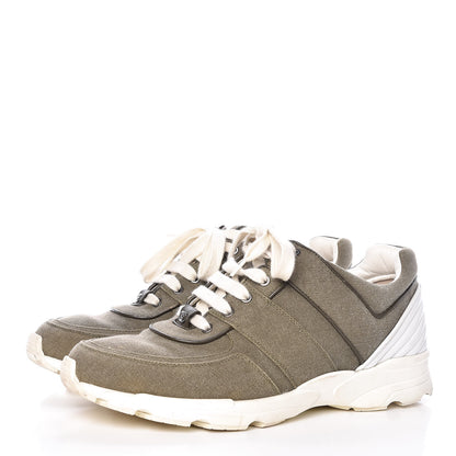 Chanel Canvas Mens Sneakers 44 Khaki 3 of 17