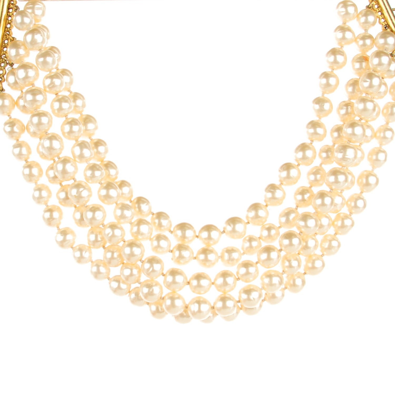 Chanel Pearl Layered Choker Necklace Gold 1 of 7