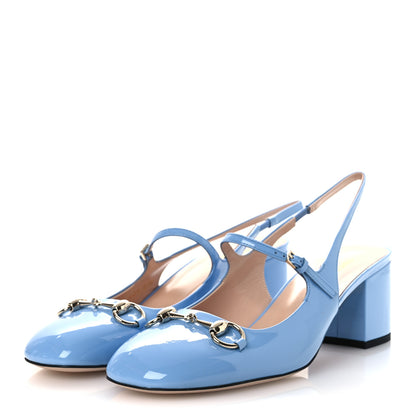 Gucci Vernice Crystal Horsebit Charlotte 42mm Slingback Pumps 40.5 Glacial Blue 4 of 12