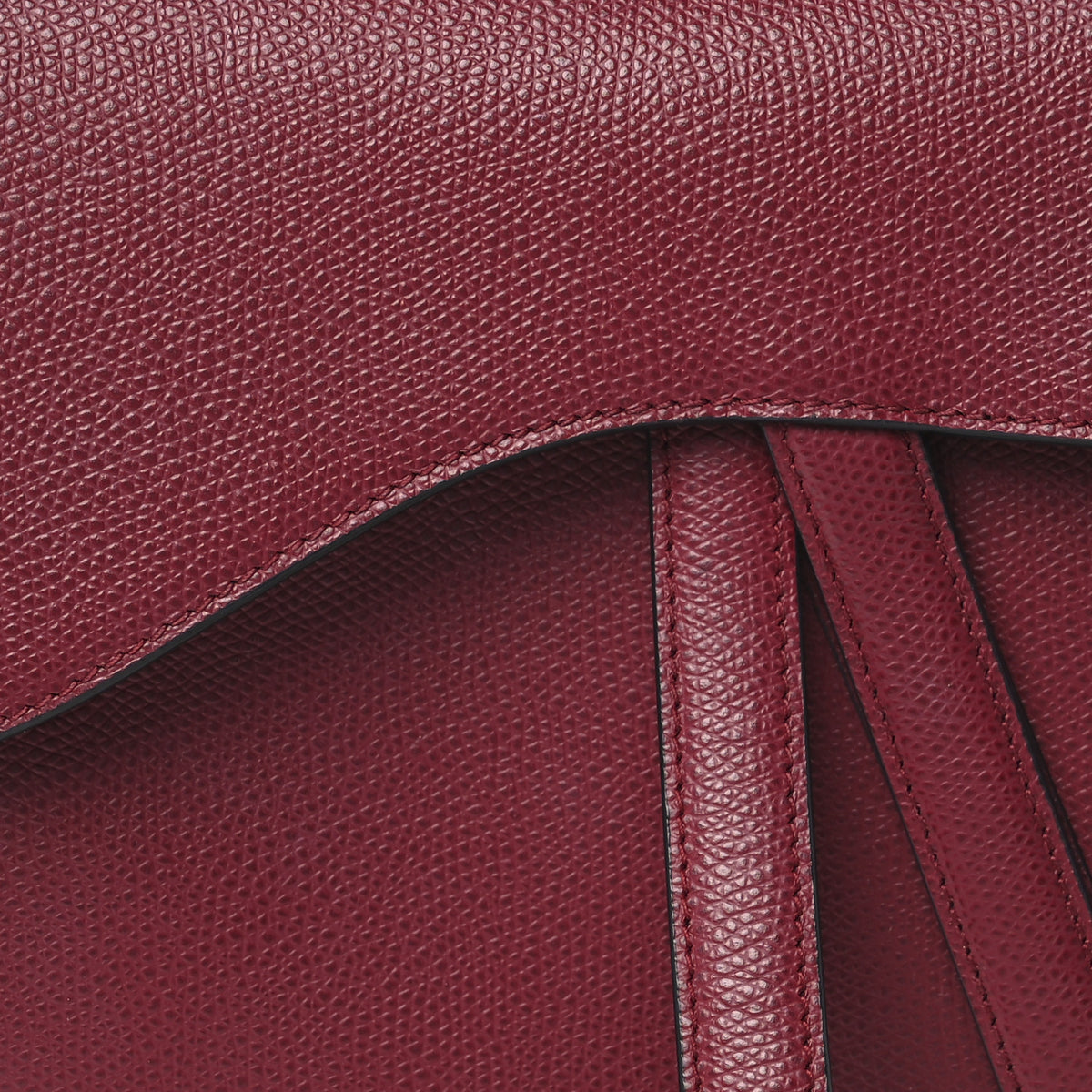Grained Calfskin Saddle Bag Red