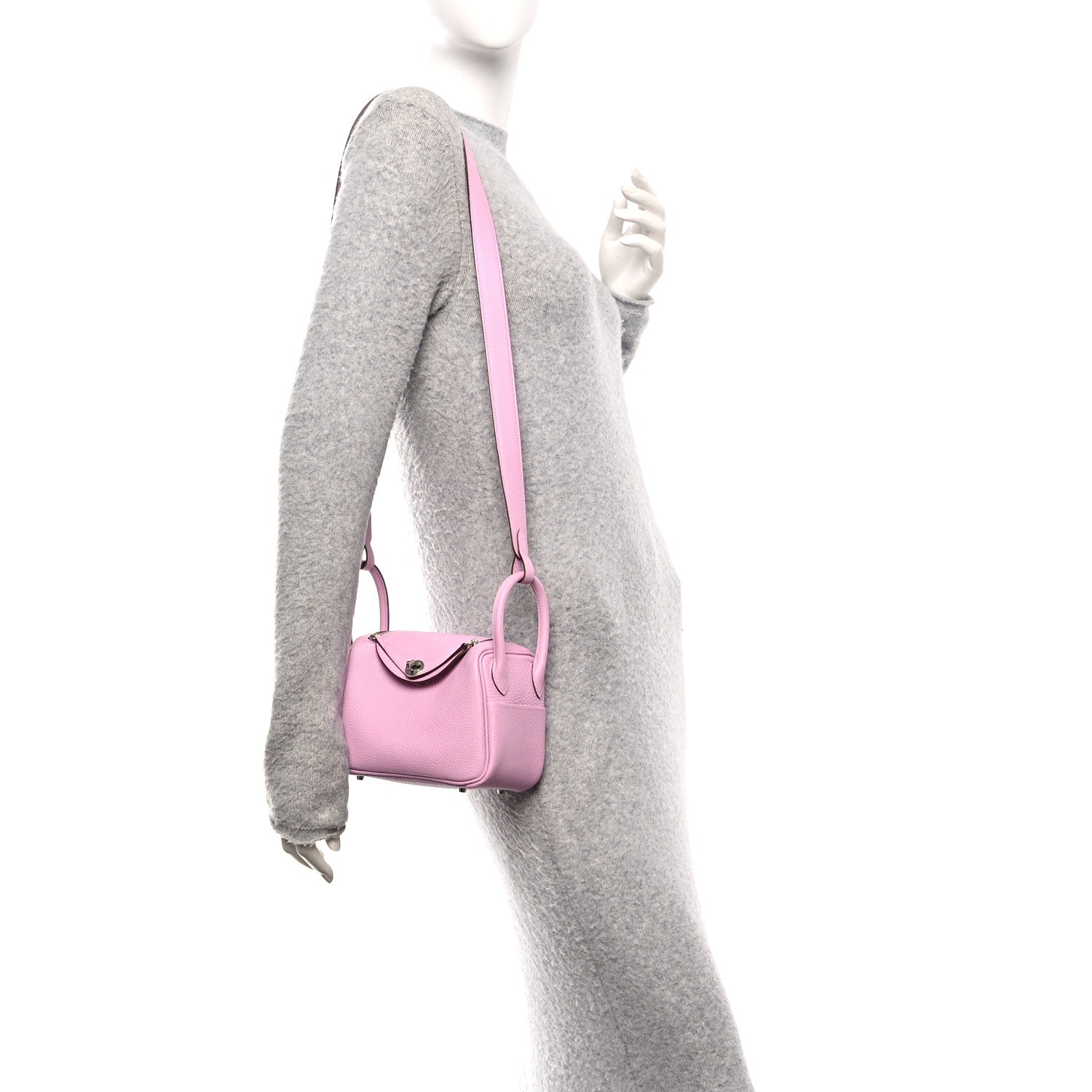 Hermes Taurillon Clemence Mini Lindy 20 Mauve Sylvestre 2 of 14