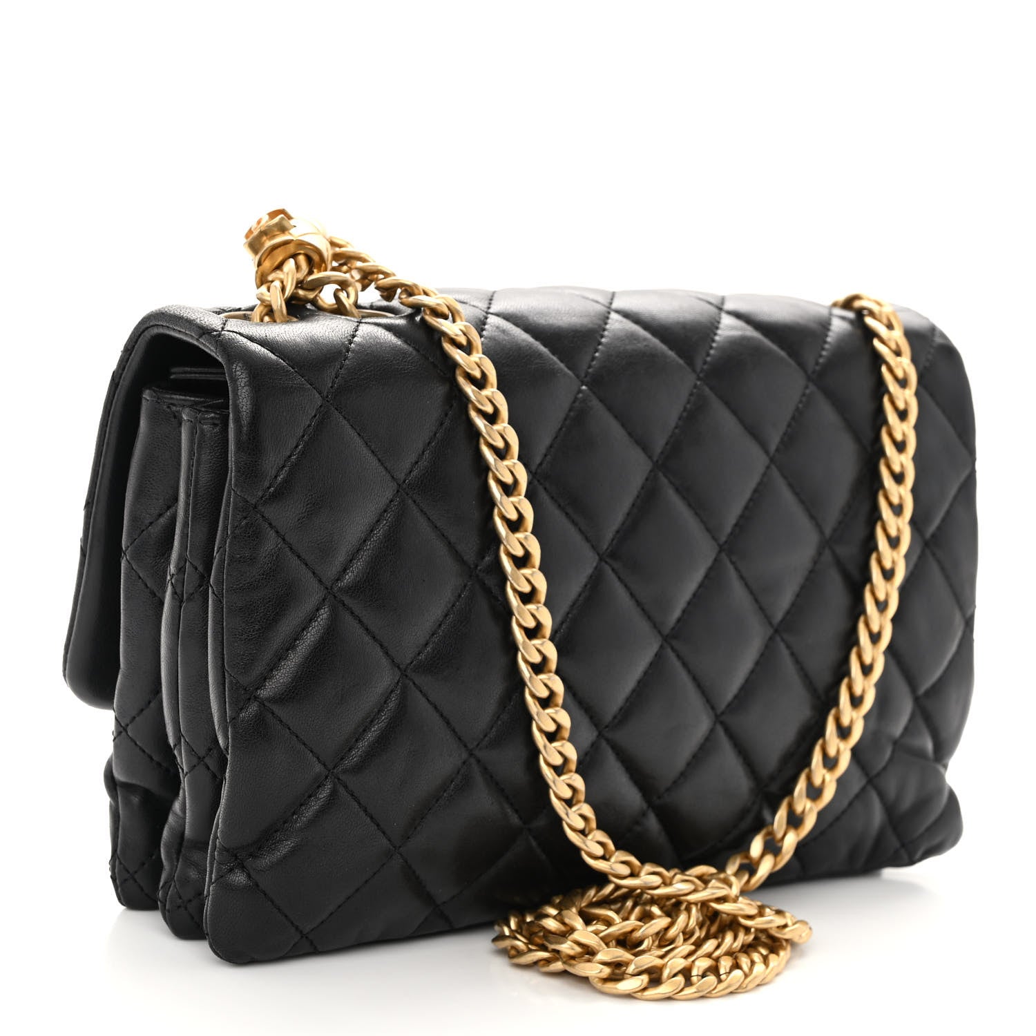 Chanel Lambskin Quilted Medium Pillow Crush Flap Bag Black 3 of 12
