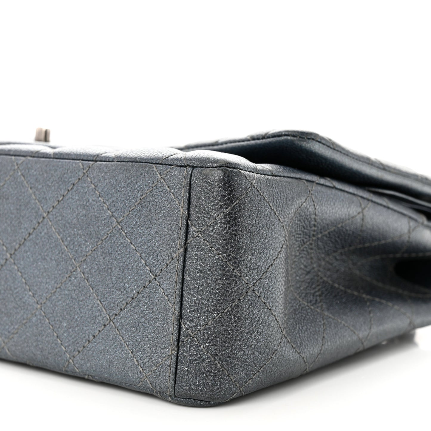 Metallic Caviar Quilted Maxi Double Flap Charcoal