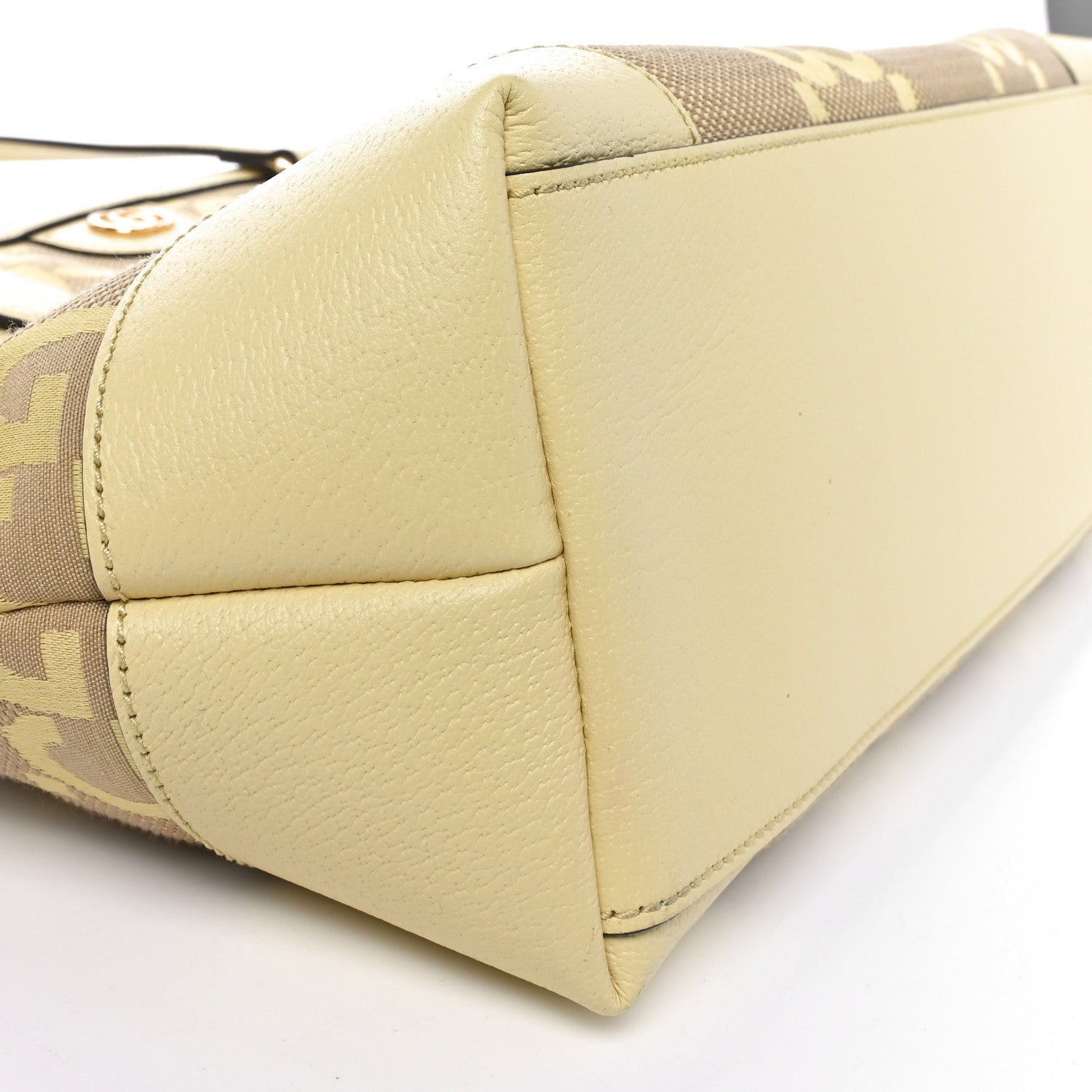 Gucci Monogram Jumbo GG Textured Dollar Calfskin Medium Ophidia Shopping Tote Beige Yellow 9 of 10