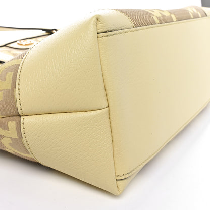 Gucci Monogram Jumbo GG Textured Dollar Calfskin Medium Ophidia Shopping Tote Beige Yellow 9 of 10
