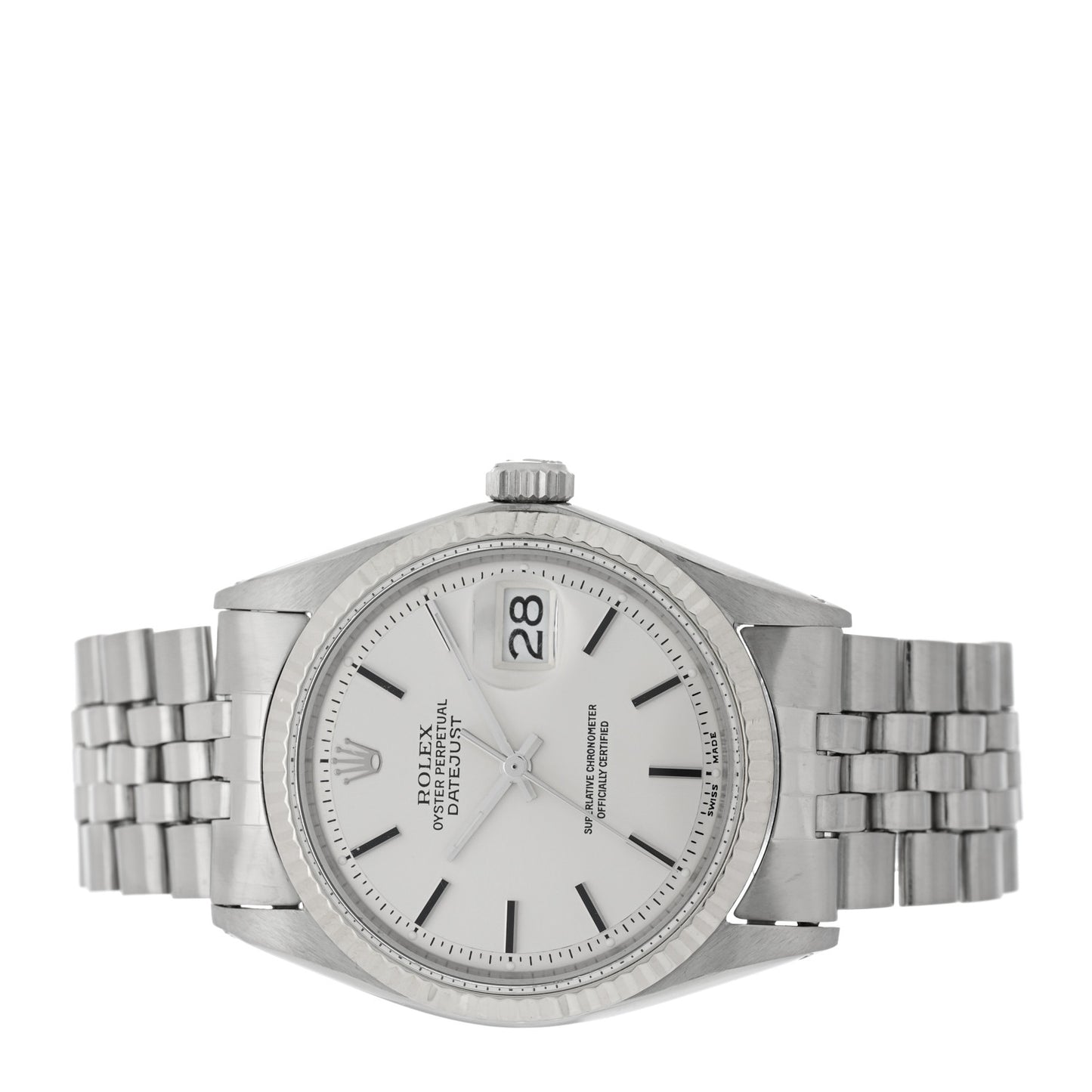 Stainless Steel 18K White Gold 36mm Oyster Perpetual Datejust Watch Silver 1601