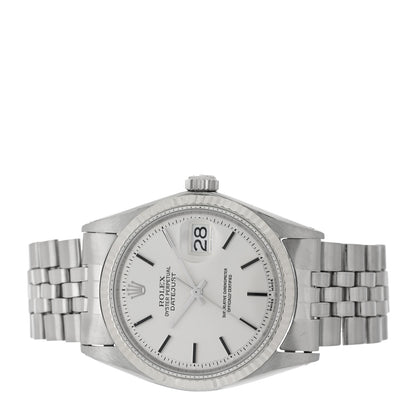 Rolex Stainless Steel 18K White Gold 36mm Oyster Perpetual Datejust Watch Silver 1601 2 of 5