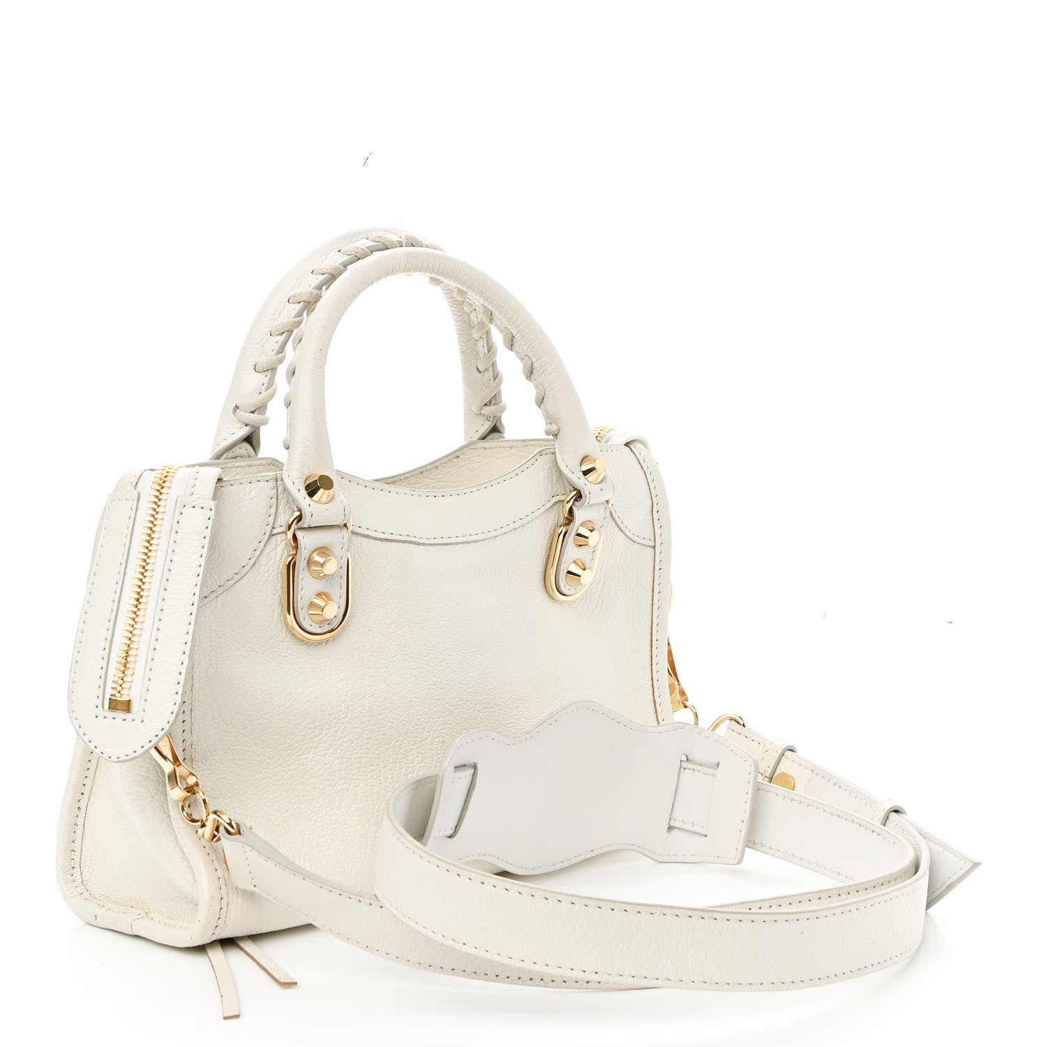 Balenciaga Chevre Gold Metallic Edge Hardware Mini City White 3 of 14