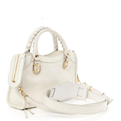 Balenciaga Chevre Gold Metallic Edge Hardware Mini City White 3 of 14