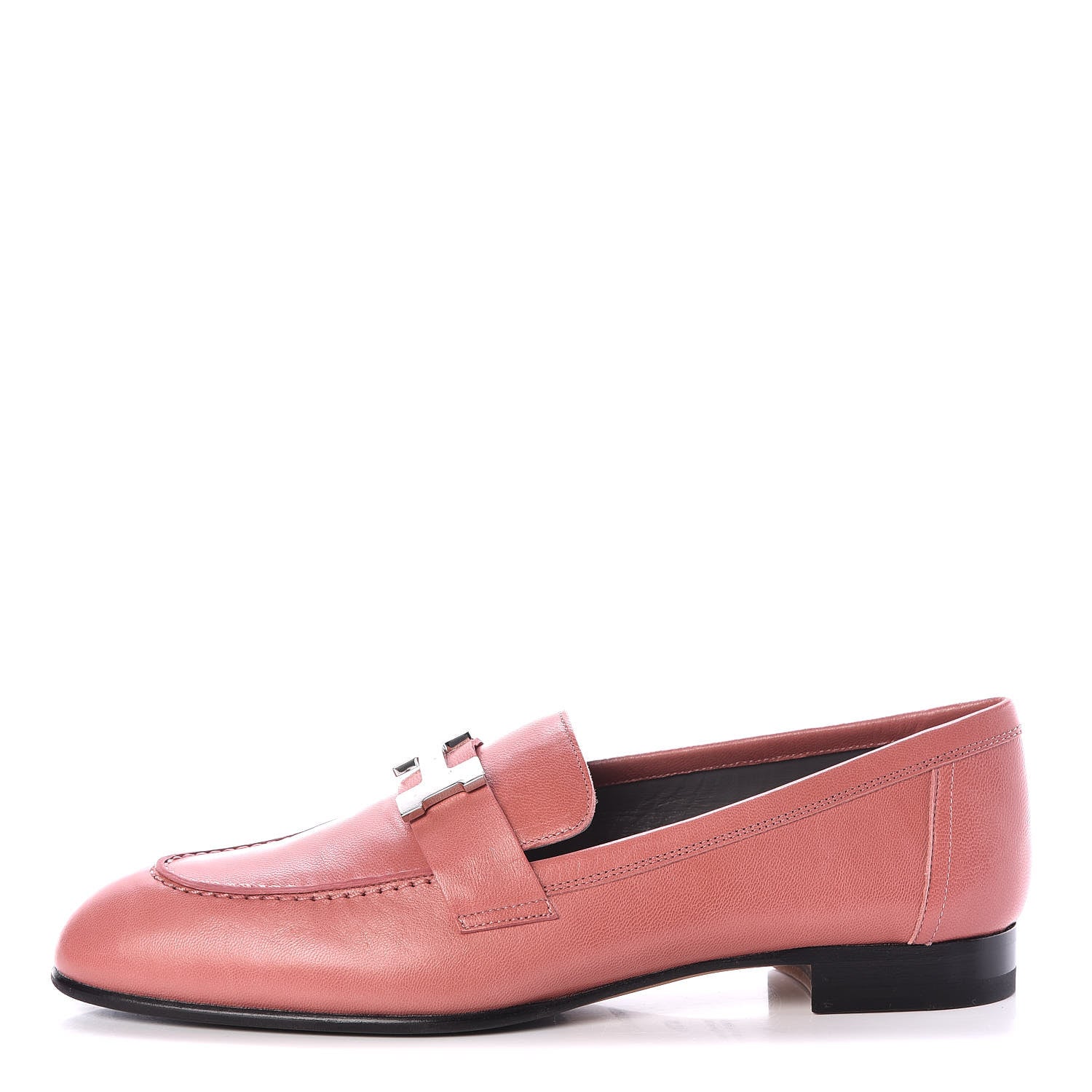 Hermes Goatskin Paris Loafers 37.5 Rouge Blush 1 of 8