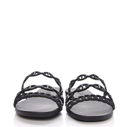 Hermes Rubber Chaine d'Ancre Rivage Sandals 36 Black 2 of 8