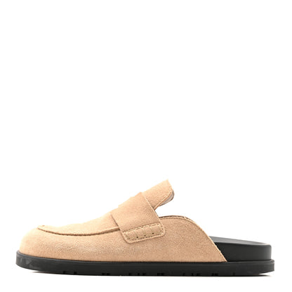 Hermes Suede Calfskin Womens Go Mules 37 Beige Argile 1 of 12