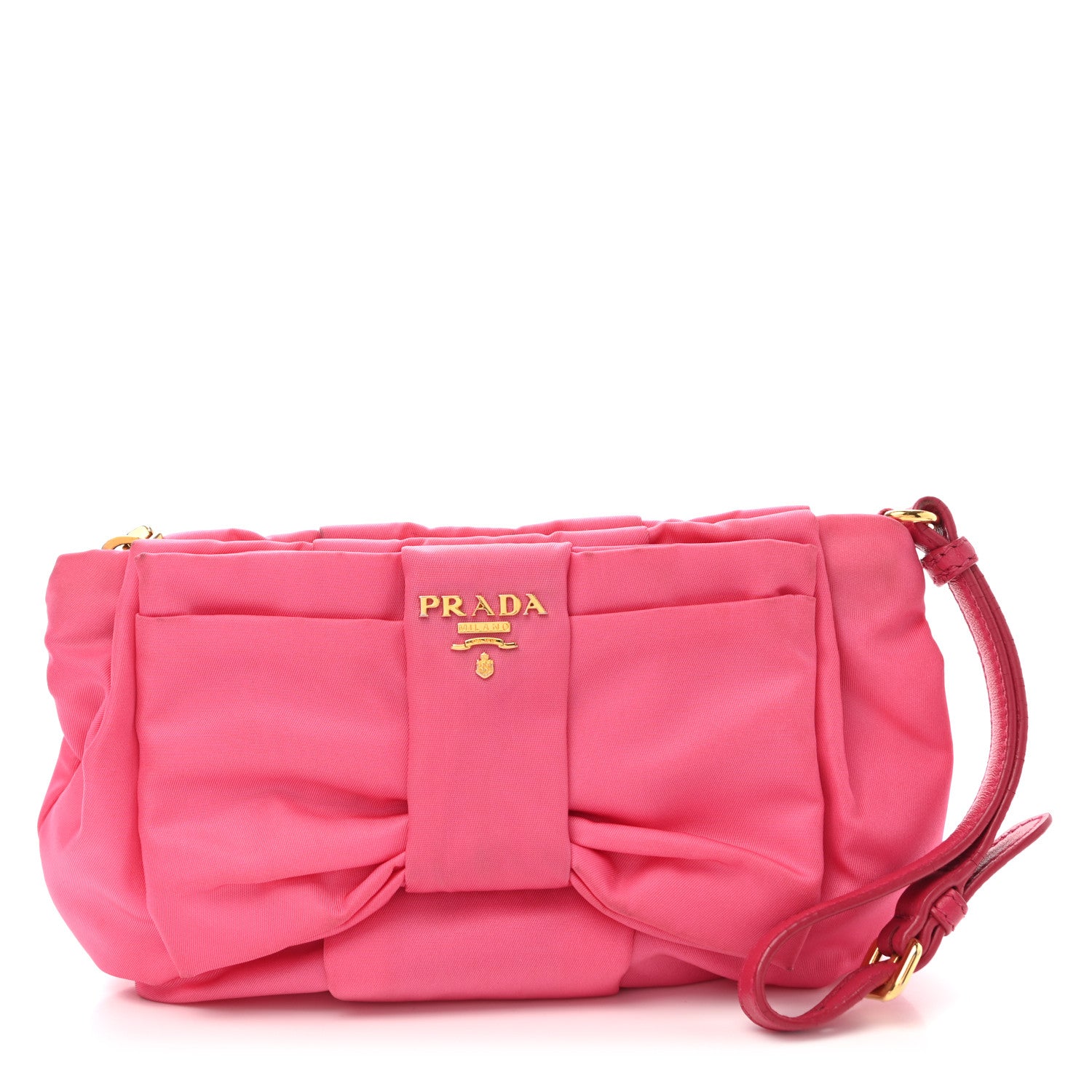 Prada Tessuto Nylon Bow Wristlet Begonia 1 of 9