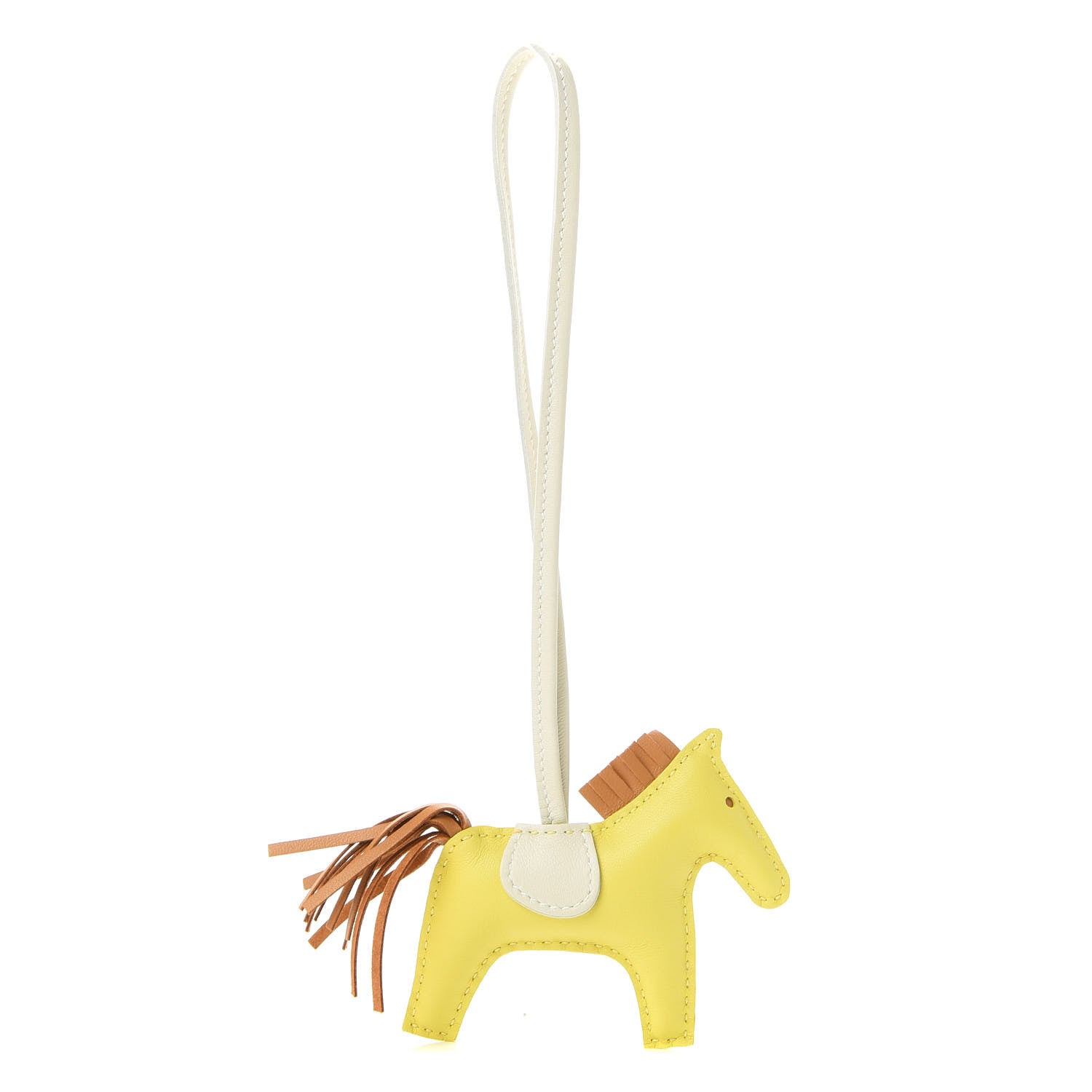 Hermes Milo Lambskin Grigri Rodeo Horse Bag Charm PM Lime Sesame Craie 1 of 4