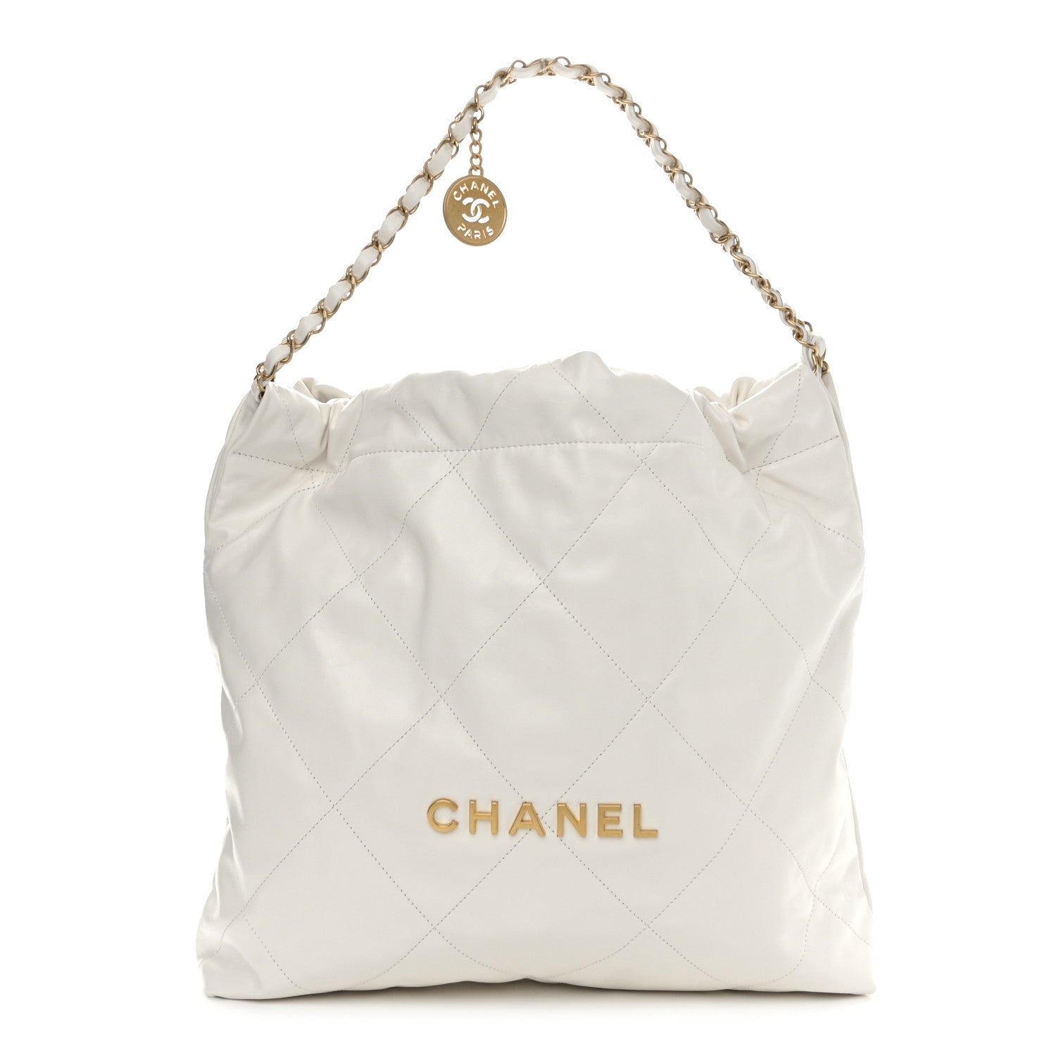 Chanel Shiny Calfskin Quilted Small Chanel 22 White 1 of 11