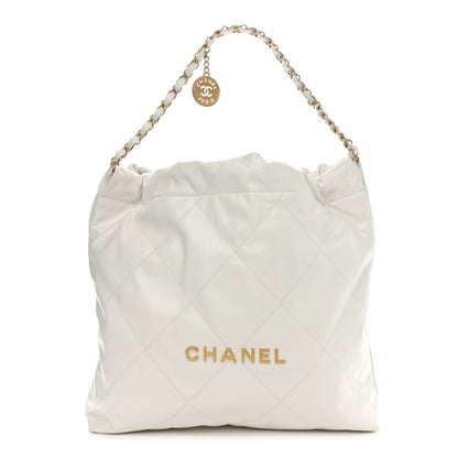 Chanel Shiny Calfskin Quilted Small Chanel 22 White 1 of 11