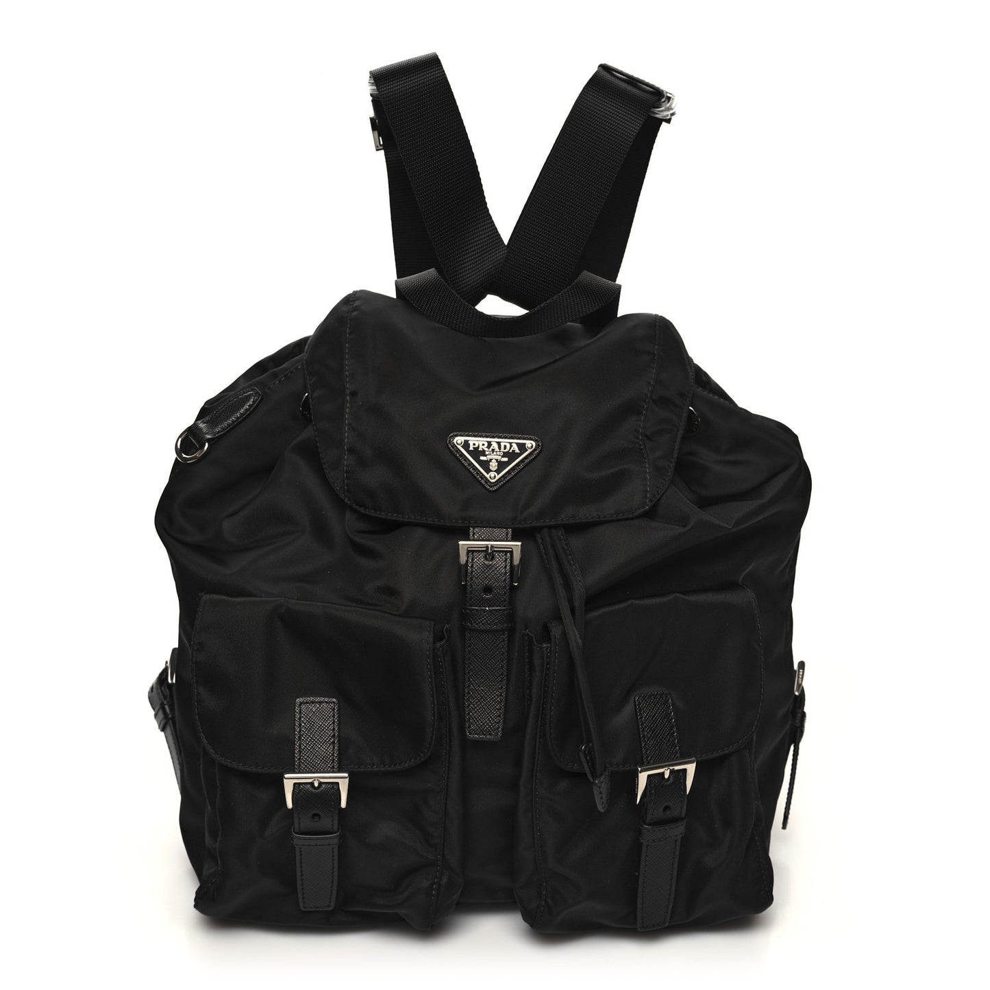 Re-Nylon Saffiano Medium Backpack Black