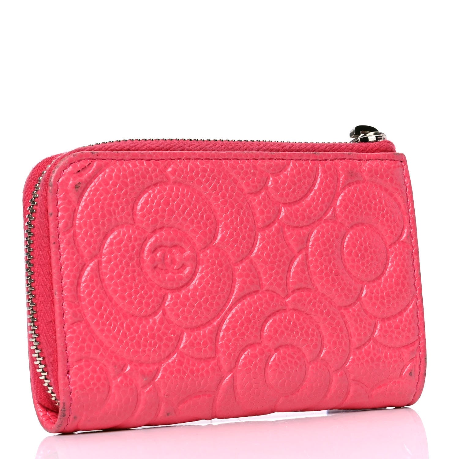 Chanel Caviar Camellia Embossed Key Holder Case Fuchsia 2 of 5