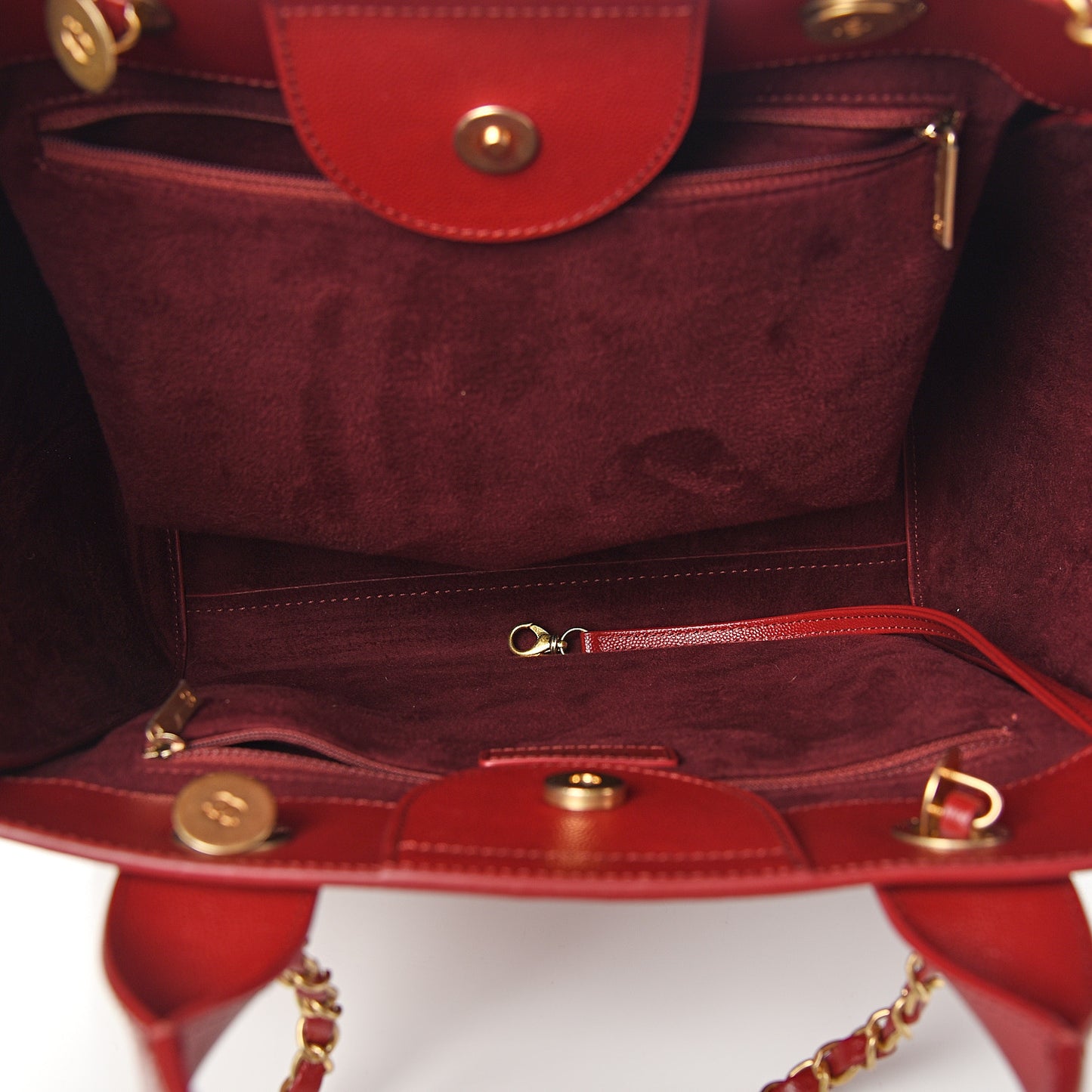 Caviar Small Studded Deauville Tote Red