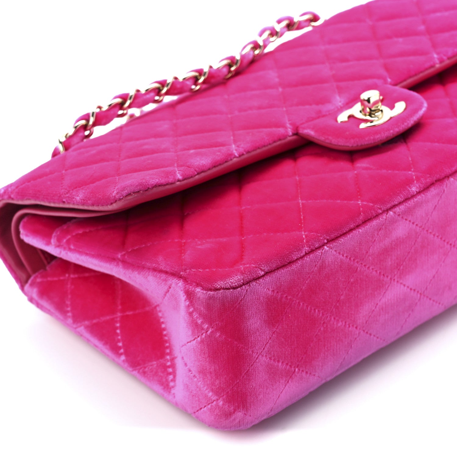 Chanel Velvet Quilted Medium Double Flap Pink 11 of 12