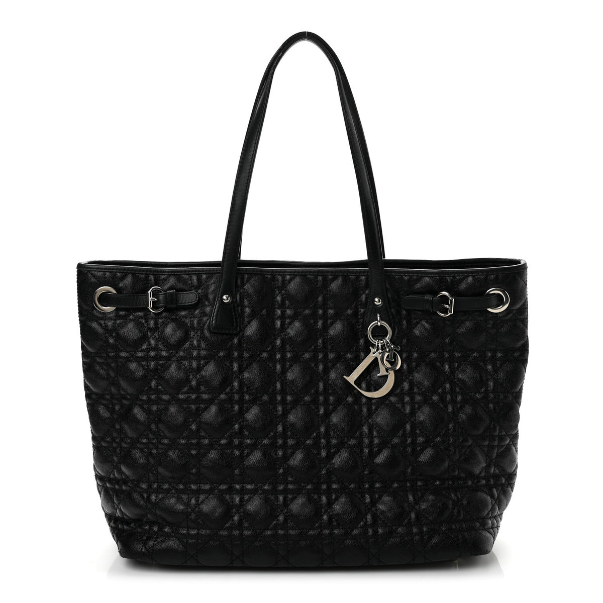 Coated Canvas Cannage Medium Panarea Tote Black
