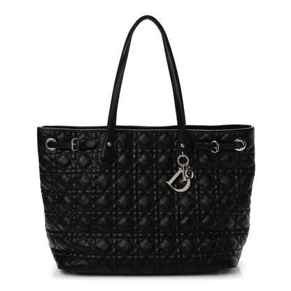 Christian Dior Coated Canvas Cannage Medium Panarea Tote Black 1 of 13