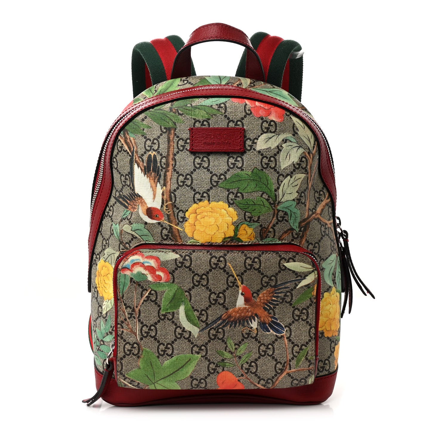 GG Supreme Monogram Tian Web Small Day Backpack Beige Multicolor Red
