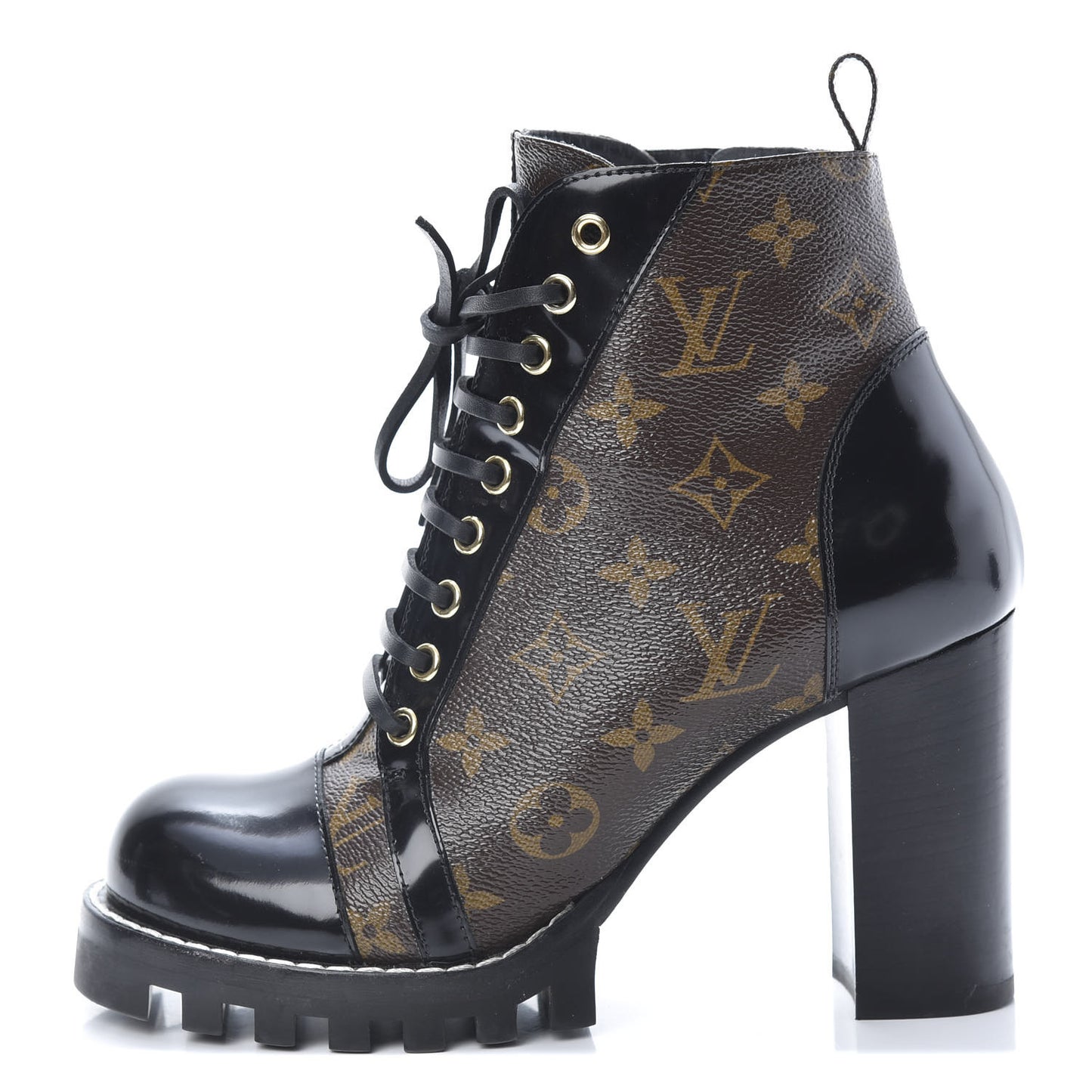 Patent Calfskin Monogram Star Trail Ankle Boots 39 Black