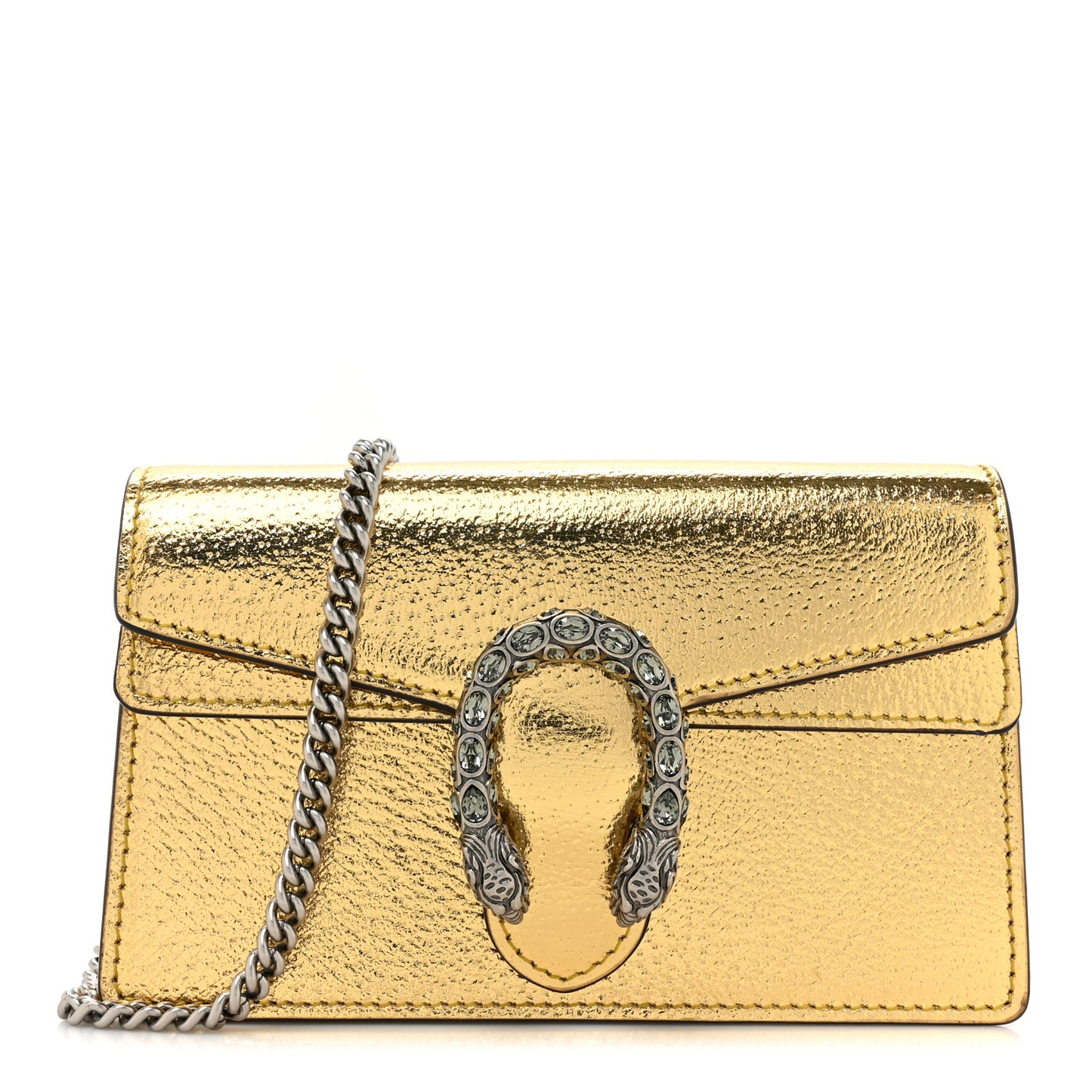 Metallic Calfskin Super Mini Dionysus Shoulder Bag Gold