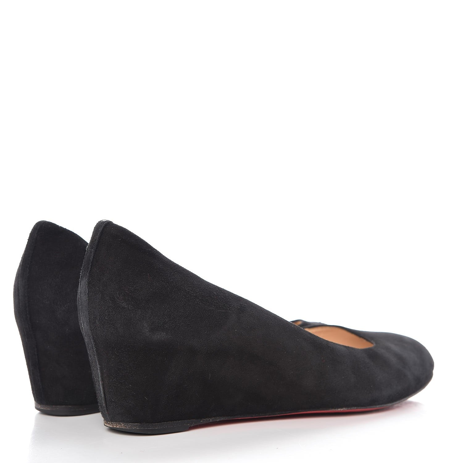 Christian Louboutin Veau Velours New Peanut 45 Wedge Pumps 39 Black 4 of 13