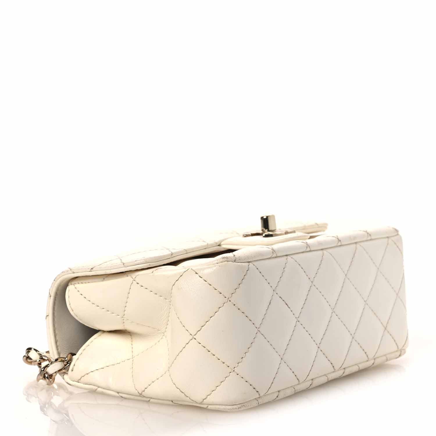 Chanel Lambskin Quilted Mini Crystal Top Handle Rectangular Flap White 4 of 17