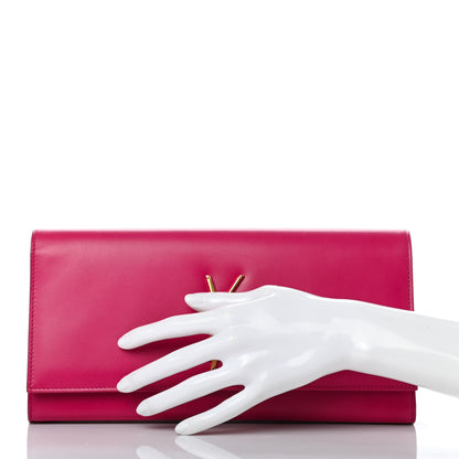 Saint Laurent Calfskin Classic Monogram Cassandre Clutch Lipstick Fuchsia 2 of 8