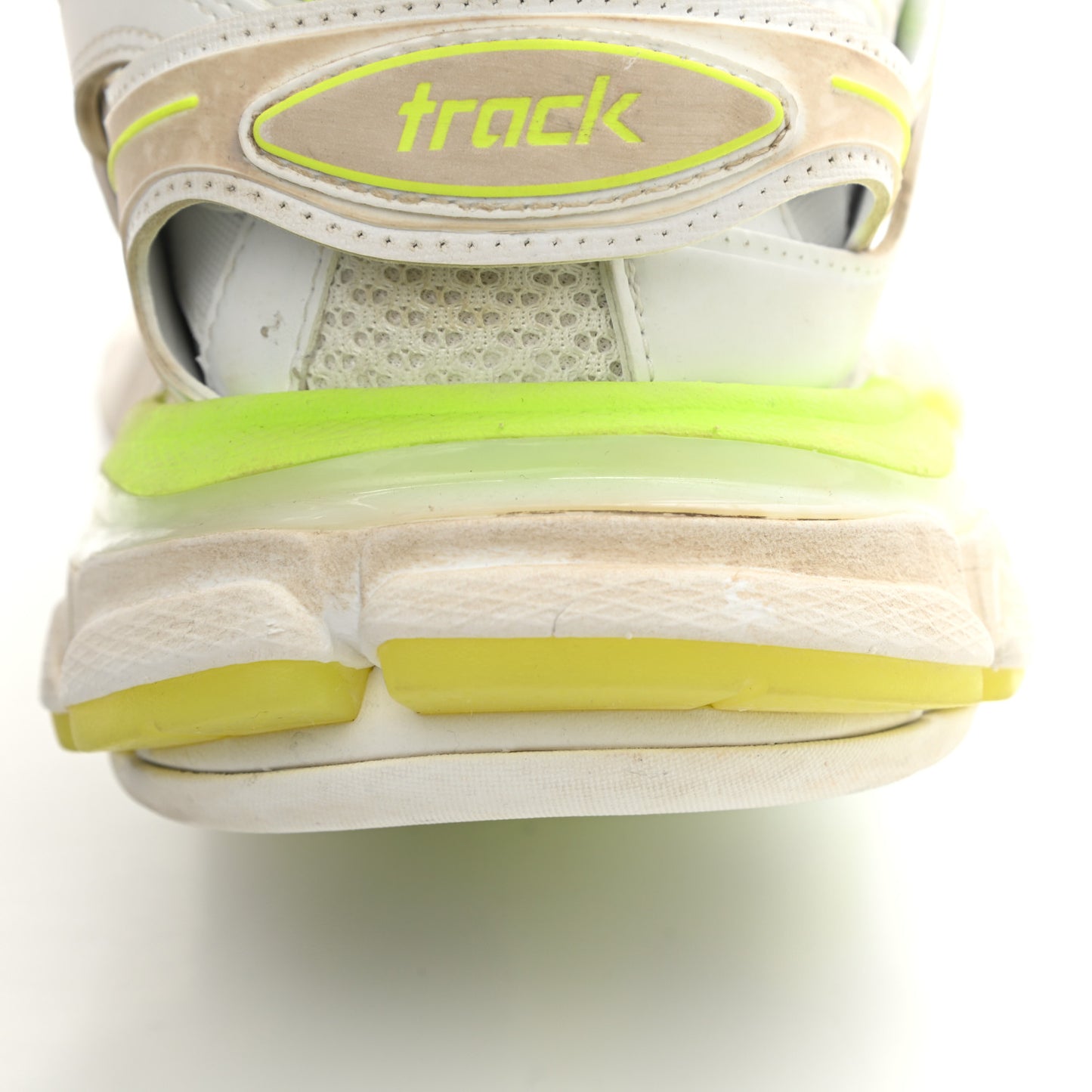 Mesh Nylon Worn Out Effect Womens Track Sneakers 39 White Fluo Yellow