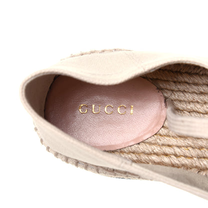 Gucci Canvas Logo Lace-Up Platform Espadrilles 40.5 Greggio Grege 7 of 16