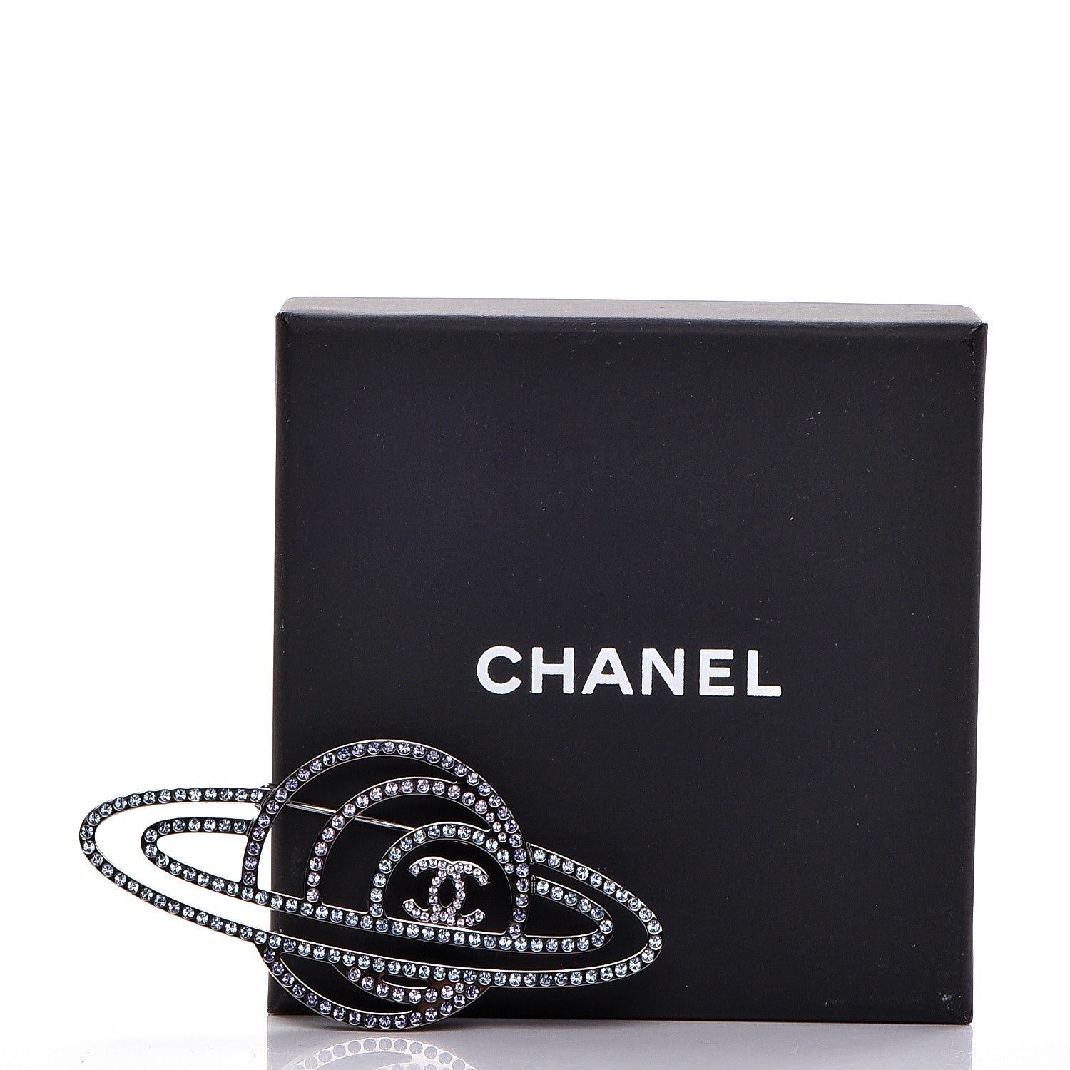 Chanel Crystal CC Planet Brooch Purple Light Blue Silver 5 of 5