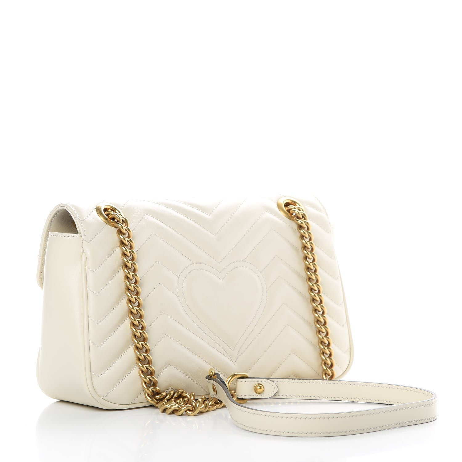 Gucci Calfskin Matelasse Small GG Marmont Shoulder Bag White 3 of 13