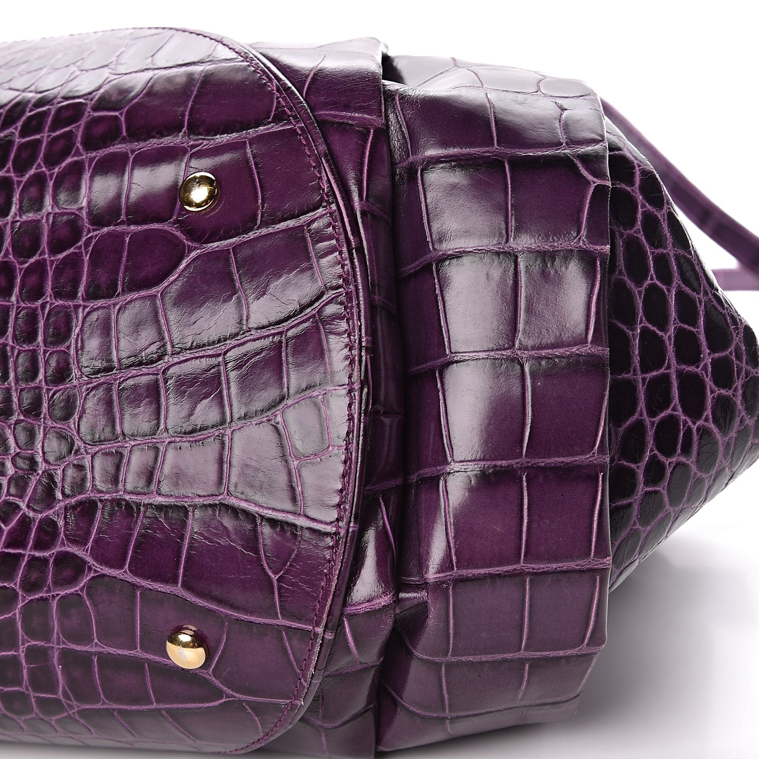 Versace Calfskin Crocodile Embossed Bag Purple 9 of 9