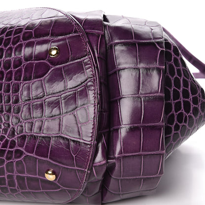Versace Calfskin Crocodile Embossed Bag Purple 9 of 9
