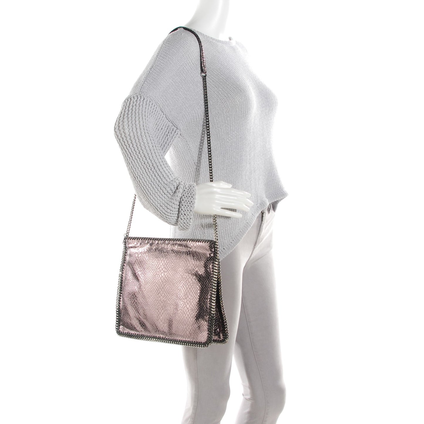 Metallic Faux Python Falabella Messenger Grey