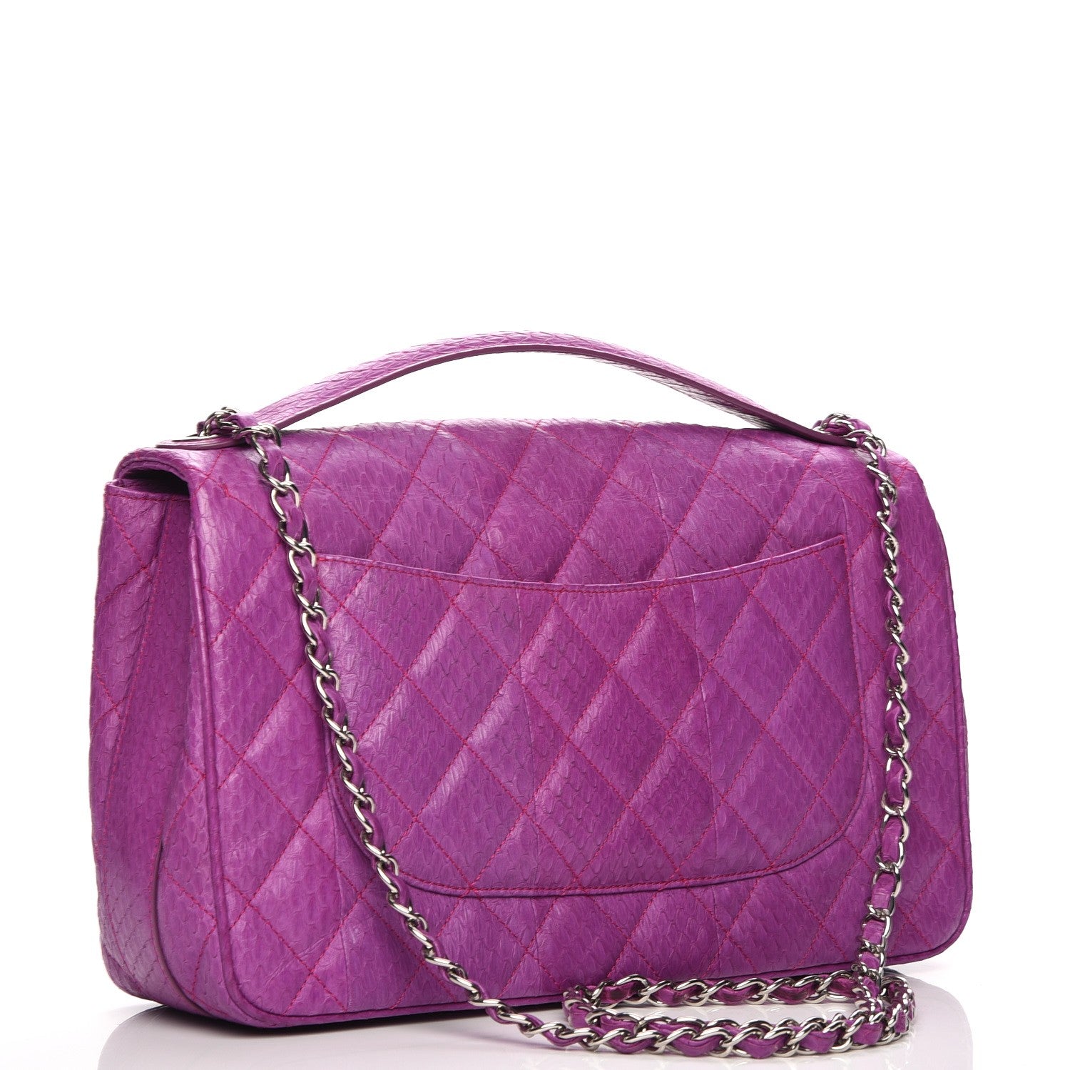 Chanel Elaphe Snakeskin Quilted Jumbo Easy Carry Flap Purple 3 of 8