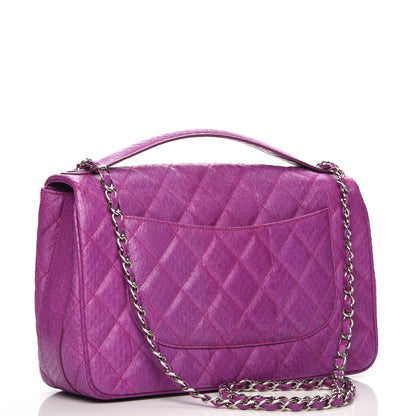 Chanel Elaphe Snakeskin Quilted Jumbo Easy Carry Flap Purple 3 of 8