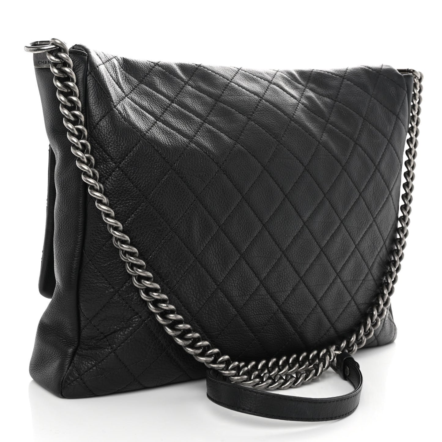 Calfskin Quilted Couture Messenger Black