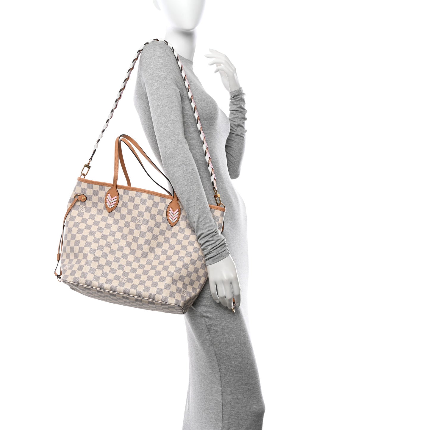 Damier Azur Braided Neverfull MM Orange