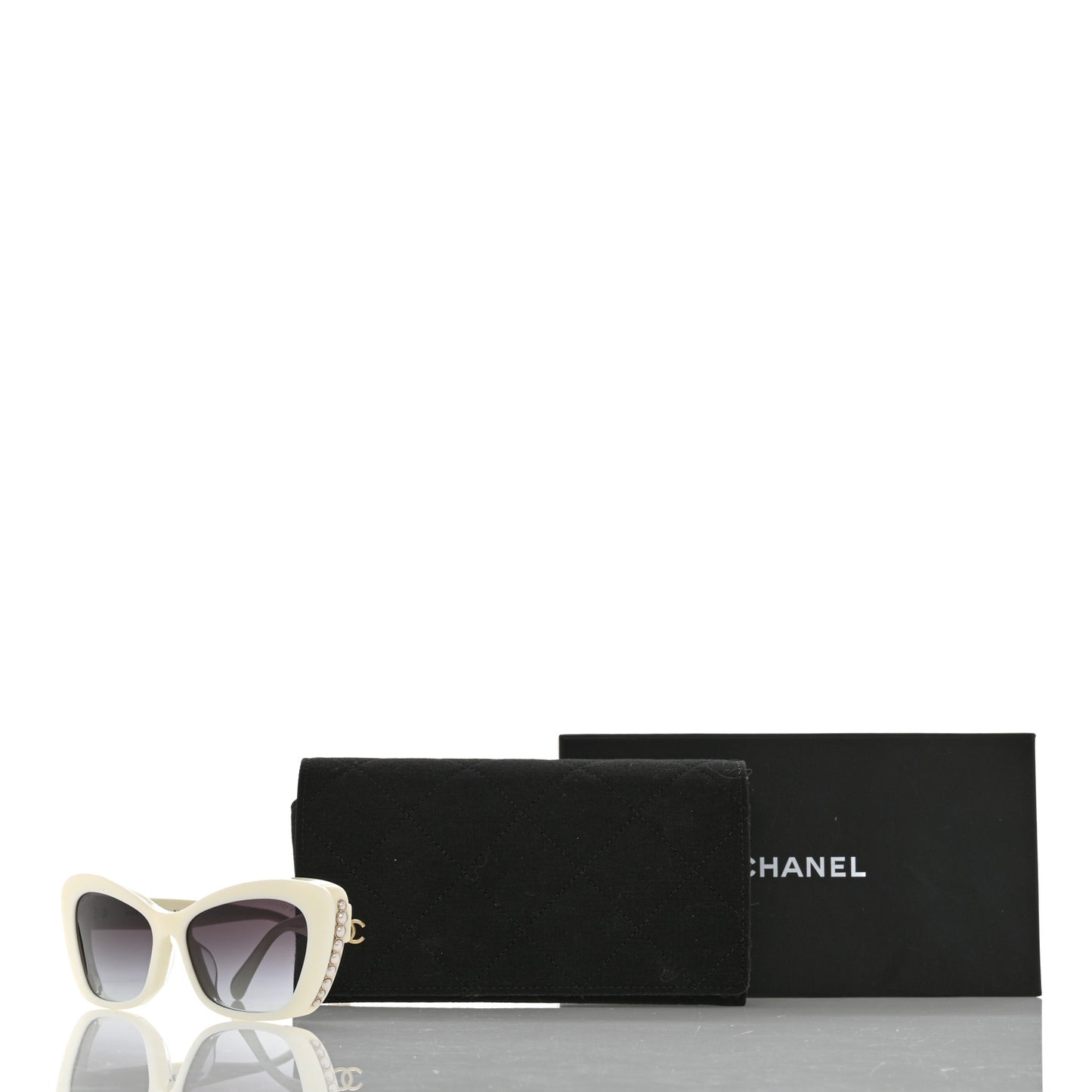 Acetate Pearl Cat Eye CC Sunglasses 5481-H-A White