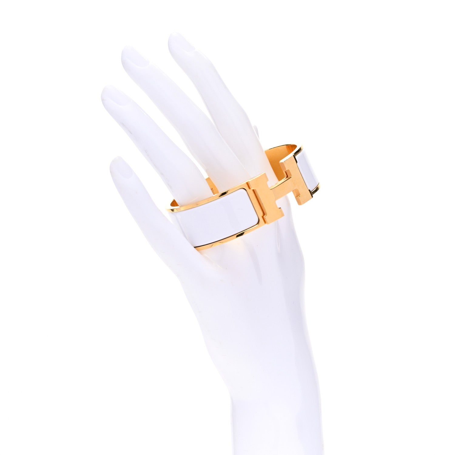 Hermes Enamel Wide Clic Clac H Bracelet GM White 2 of 5