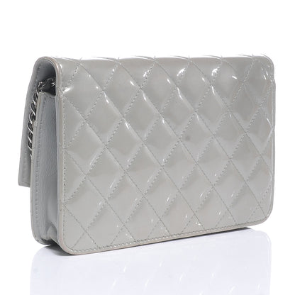Chanel Patent Quilted Brilliant Wallet On Chain WOC Silver 3 of 9